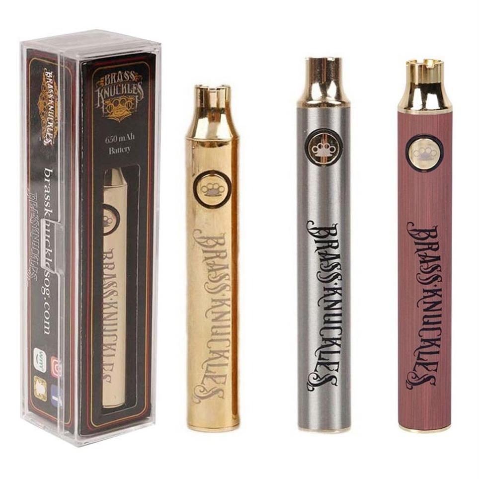 

Hottest Brass Knuckles Battery 650mAh 900mAh Silver Gold Wood Adjustable Voltage Vape Pen for 510 Connected Abracadabra Cartridges xx