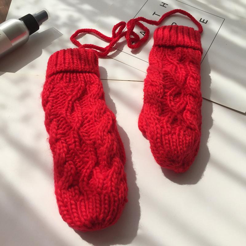 

Sports Gloves Ladies Cashmere Knit Winter Imitation Knitting Plus Velvet Thick Warm Outdoor For Women