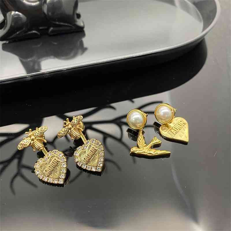 75%OFF Outlet bee pearl earrings swallow heart shape letter Earrings girl-image-711290912