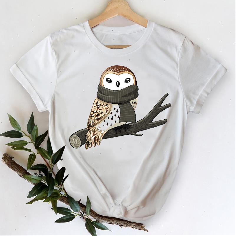 

t women shirts for cartoon owl elegant fashion cute printing summer lady print graphic tshirt female tee shirt, White