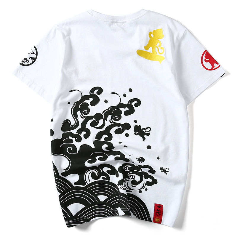 

Loose Short Sleeve Unisex T-Shirts Casual Harajuku Embroidery Tops Tees, White