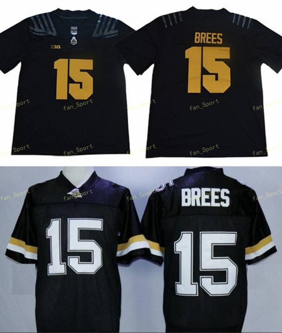 

Purdue Boilermakers Drew Brees College Football Jerseys Cheap #15 Drew Brees Home BLack University Football Shirts, As