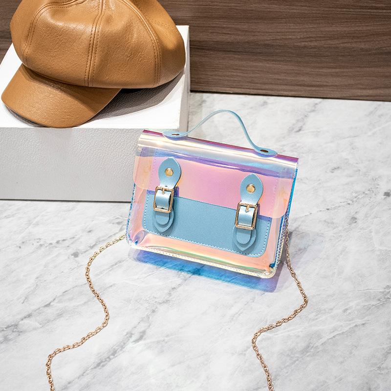 

Evening Bags Laser Crossbody Bag For Women Transparent Leather Chain Fashion Wild Small Shoulder Messenger PVC Tote 2021, Black