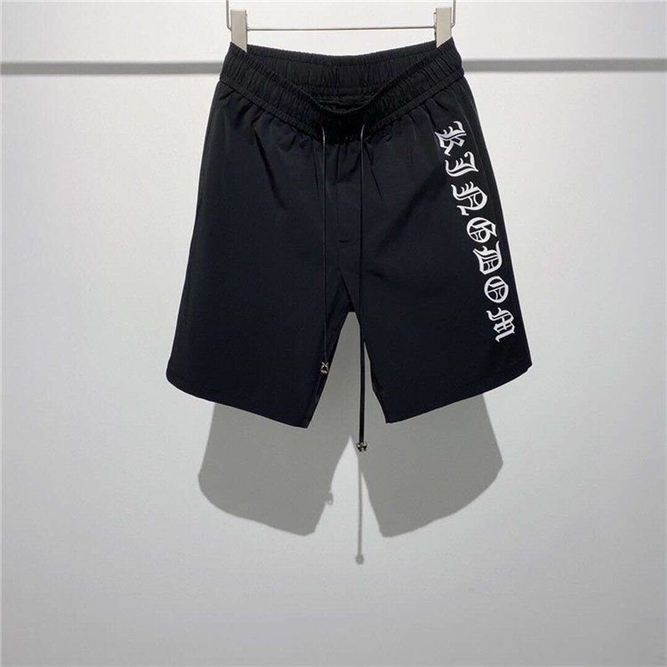 

crosin Embroidered Chromehearts Leather Cross lettered print men's and women's sports pants shorts, White;black