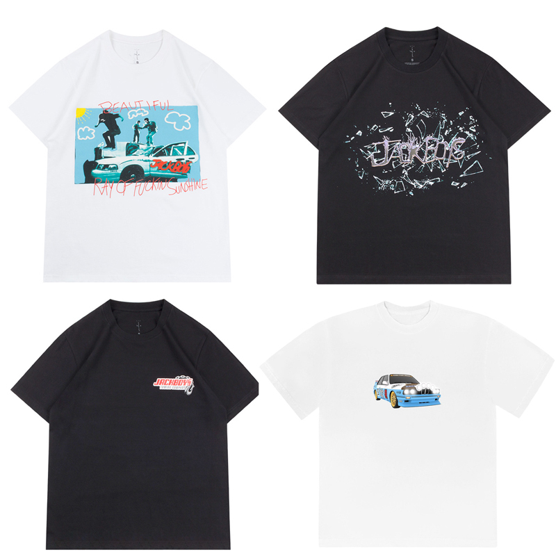 

2021ss Ins Hot Travis Scott Jackboys Cactus Jack Photo Tee Skateboard Mens t Shirts Women Street Casual Tshirt, White;black