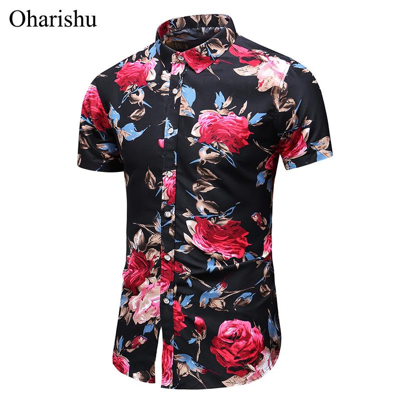 

Mens Summer Beach Hawaiian Shirt 2021 Brand Short Sleeve Plus Size Floral Shirts Men Clothing Camisas Casual Holiday M-7XL Men's, 9899 red