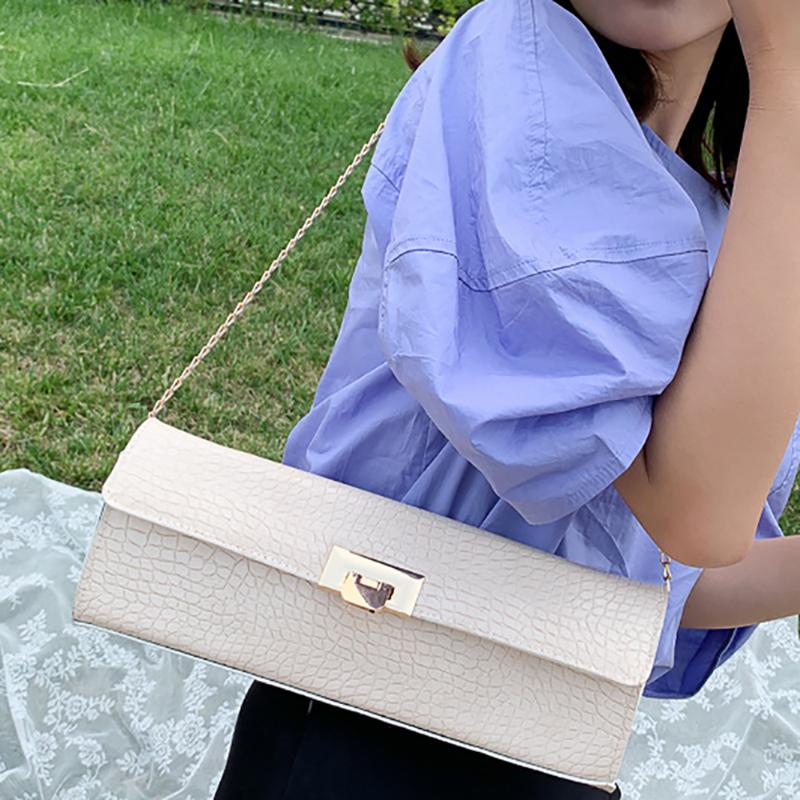 

Evening Bags Fashion Handbag For Women 2021 Long Rectangle Shoulder Underarm Purses Chain Stone Pattern Armpit Bag Female Small Square Flaps, 100 pcs choose this