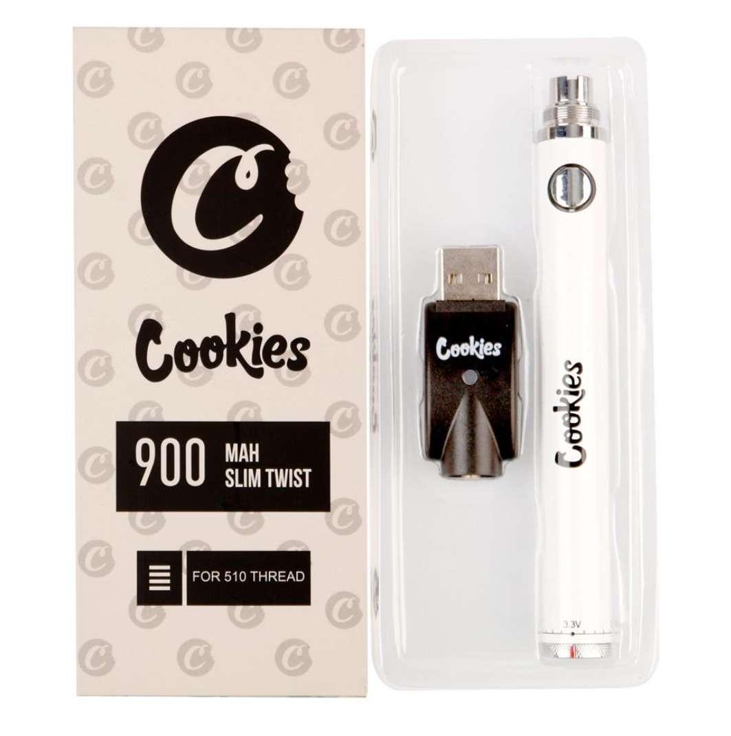 

Cookies Vape Pen Battery 350 900mAh VV Preheat Slim Twist 510 Thread 3.3-4.8V Dab Thick Oil Cartridge Blister Packaging Bottom