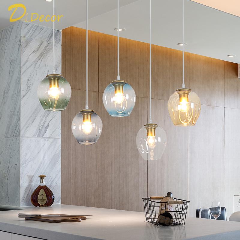 

Nordic LED Glass Pendant Lights Lighting Dining Room Living Bedroom Bedside Lamp Modern Indoor Decor Hanging Lamps