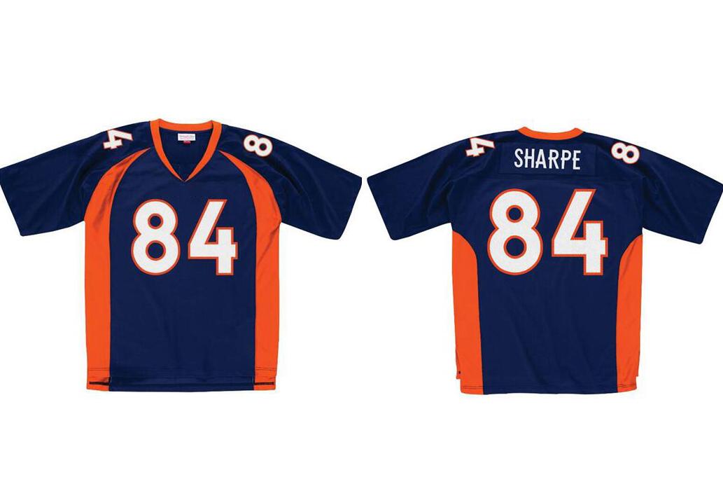 Maillot de football cousu 84 Shannon Sharpe 1998 Mitchell Ness rétro Rugby Jerseys Men Women Youth S-6XL