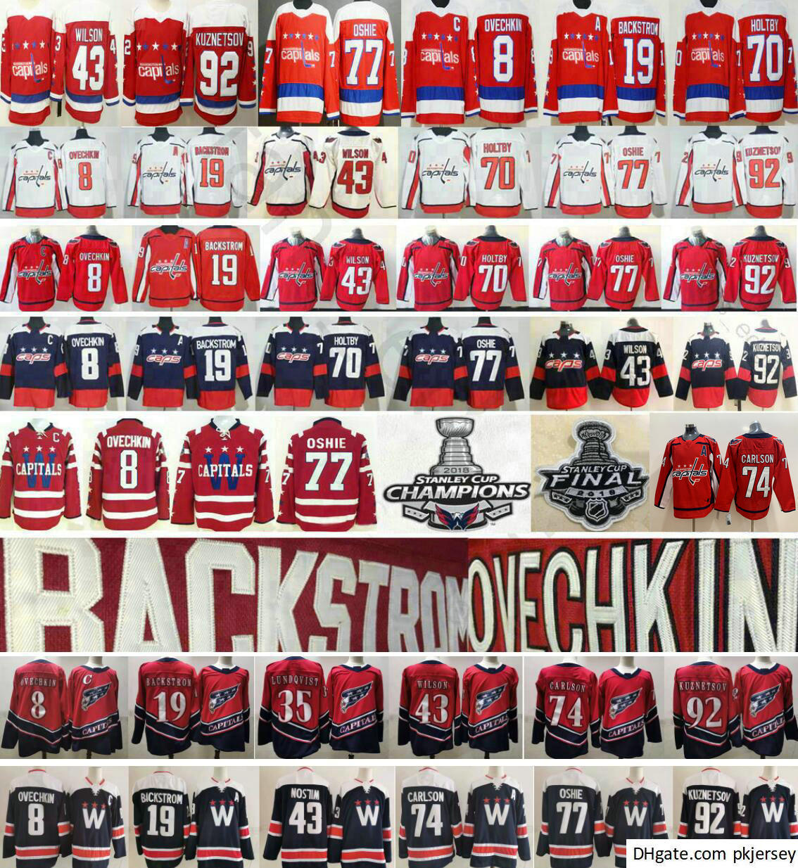 

2021 Reverse Retro Washington Capitals 8 Alex Ovechkin 43 Tom Wilson TJ Oshie Nicklas Backstrom 74 John Carlson 92 Evgeny Kuznetsov Jerseys, Black;red