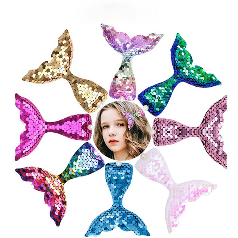 

Gradient Sequin Mermaid Tail Hair Clips Barrettes Scale Reversible Children Baby Hairpin Bobby Pin Fashion Jewelry Will and Sandy, Golden;silver