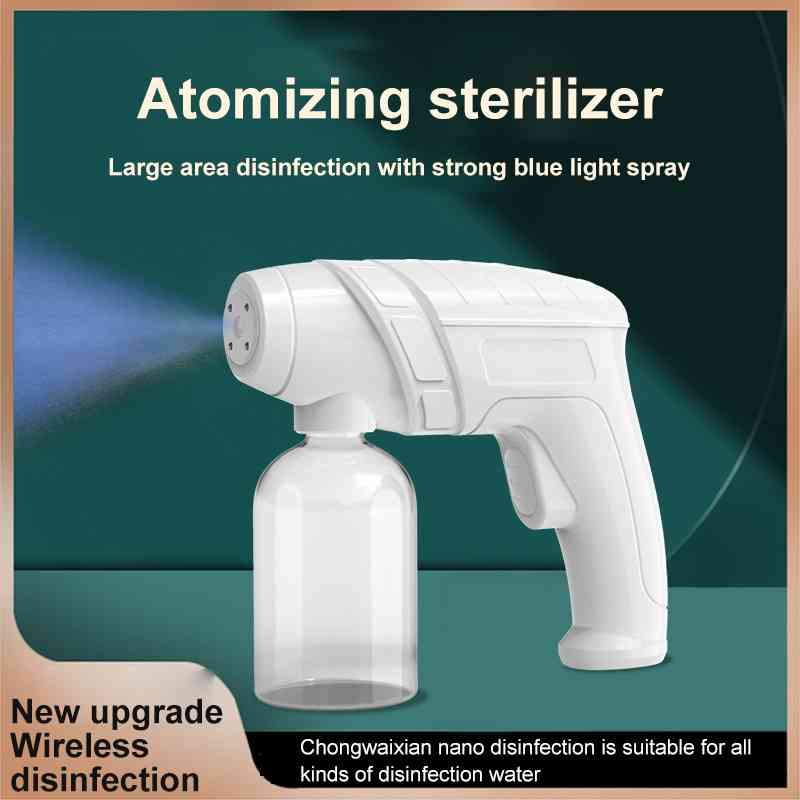 1PC Wireless Electric Disinfection Sprayer Handheld Portable USB Rechargeable Nano Atomizer Blue Light Steam Spray Gun-image-694077123
