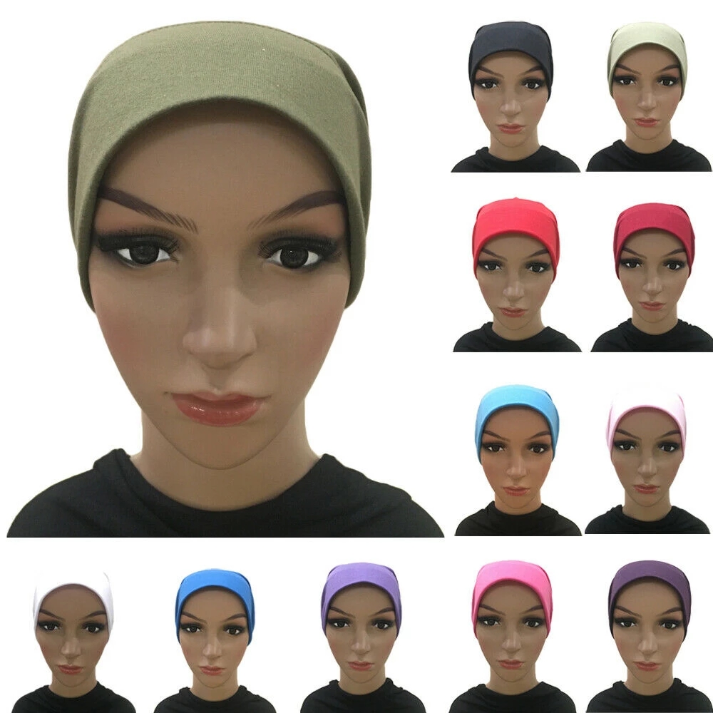 

Plain Muslim Women Cotton Underscarf Bonnet Inner Cap Tube Head Scarf Cover Headwrap Niqab Hat Arab Islamic Middle East, Mixed color