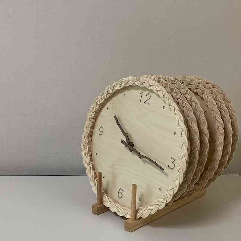 

11 Inches Silent Non-Ticking Quartz Wall 3D Wood Kitchen Clock for Home Office Classroom School Living Room Decor Retailsa