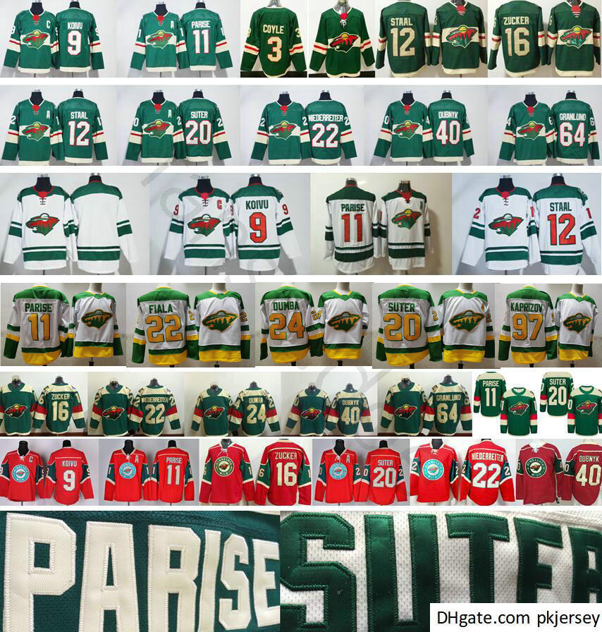 

Man Women Kids Youth Minnesota Wild #11 Zach Parise Ryan Suter 22 Kevin Fiala 36 Mats Zuccarello 97 Kirill Kaprizov 24 Matt Dumba Jersey, Black;red
