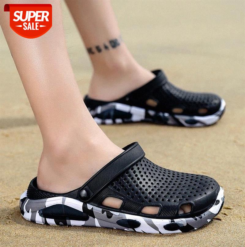 

summer men sandals water beach men clogs slippers jelly sandals men's lightweight garden clogs shoes zapatos hombre #rf2b, Black