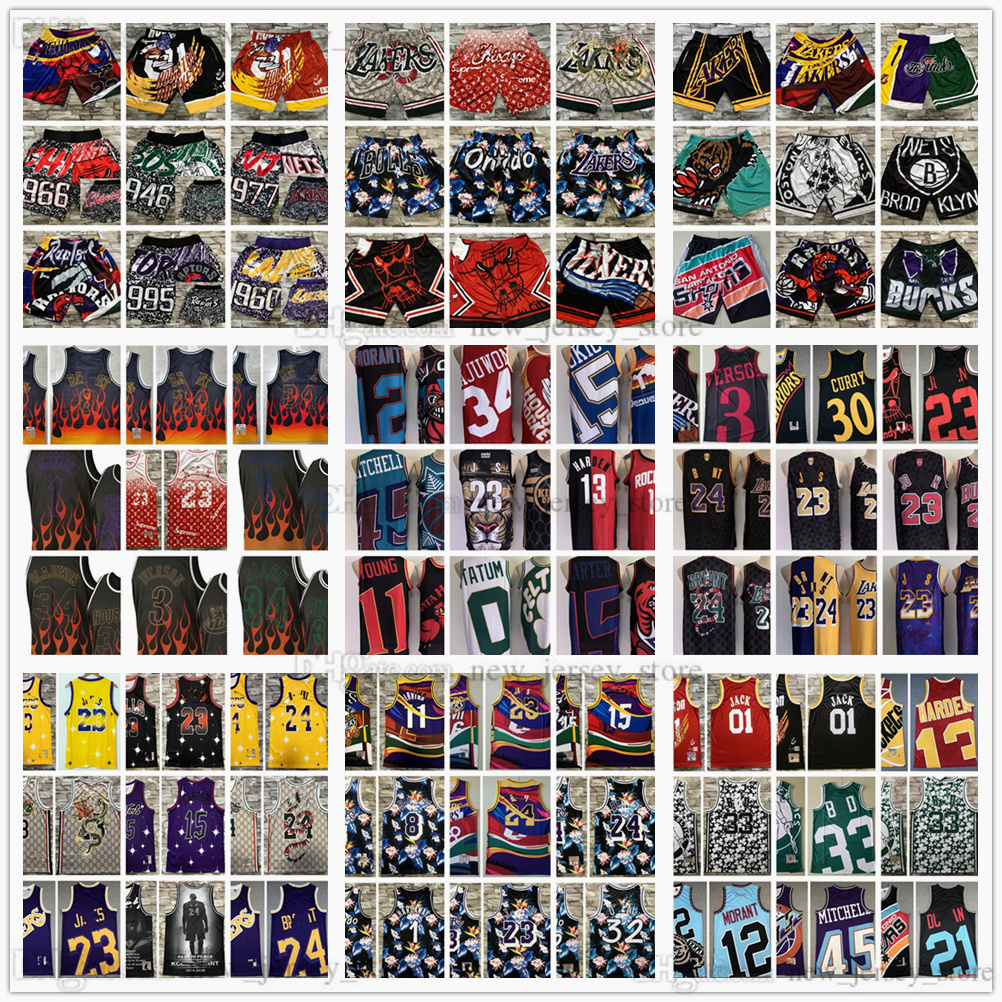 

Digital Print Big Face Mitchell and Ness Retro Basketball Jerseys Pocket Shorts Mens Dark Blue Red Black White Jersey Pockets Short Size S-XXL