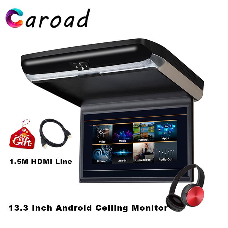 Car Video 13.3 Inch Android 6.0 Roof Mount Ceiling Monitor 1080P HD Decoding IPS Screen WIFI/HDMI/USB/SD/FM/Bluetooth/Speaker-image-706542667