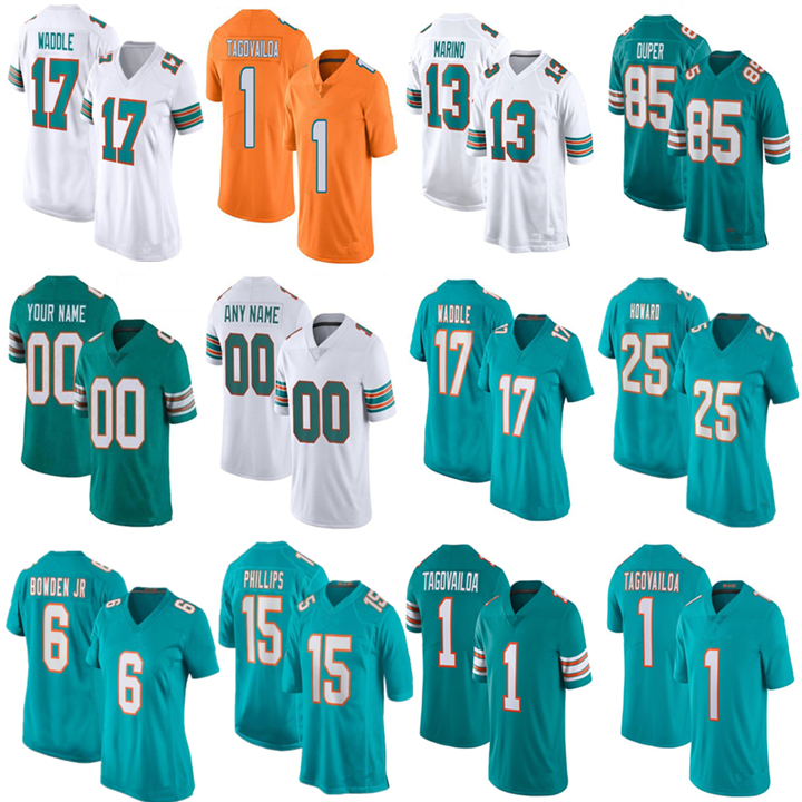 

1 Tua Tagovailoa 15 Jaelan Phillips 17 Jaylen Waddle Custom Football Jerseys Dan Marino Larry Csonka Mark Duper Jason Sanders Taylor Bob Griese 25 Xavien Howard Baker, My store(aryahome)