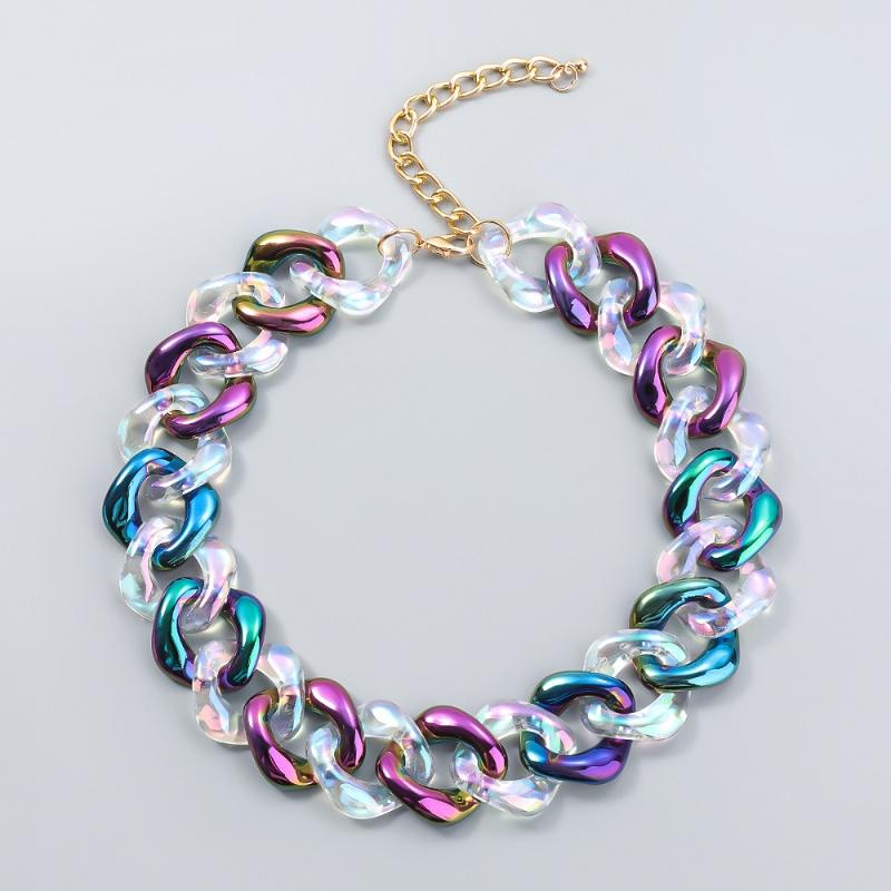 Chains 1Pc Boho Large Thick Chunky Chain Choker Necklaces Colors Women's Massive Statement Jewelry Big Acrylic Resin Necklace-image-721279435