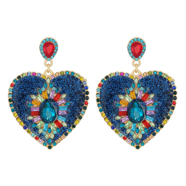 

S2067 Fashion Jewelry Dangle Peach Heart Diamond Earring Colorful Rhinstone Stud Hearts Earrings