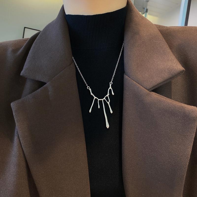 

Chains Fashion Jewelry Geometric Pendant Necklace Design Silvery Plating Hip Hop Chain For Girl Lady Gifts, Silver