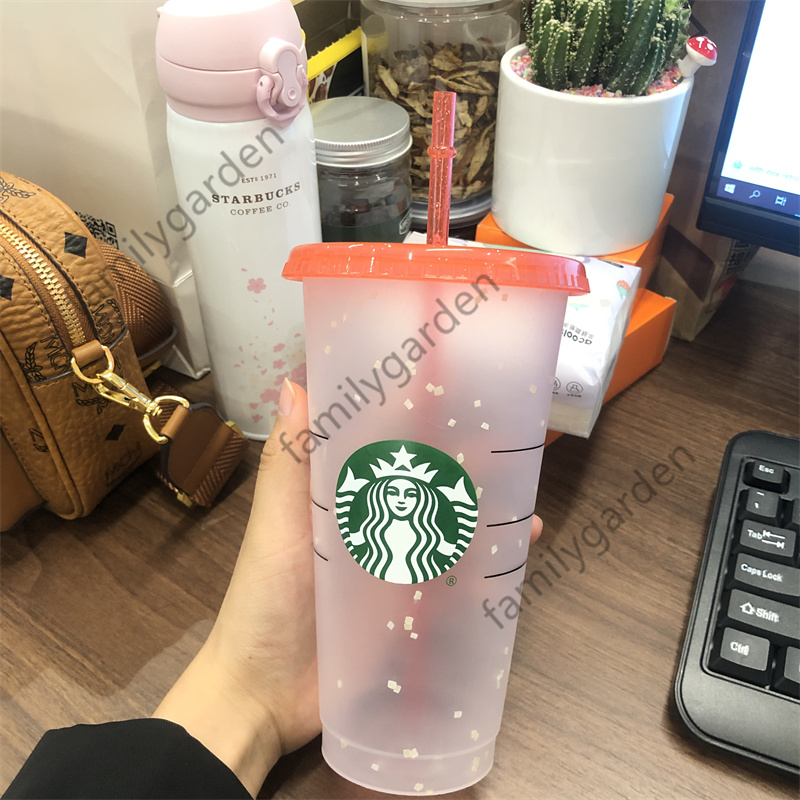

Starbucks Mermaid Goddess 24oz/710ml Plastic Cold Drink Mugs Tumbler Gift Reusable Snowflake Color Changing Cups Party Gifts 10pcs, Choose color