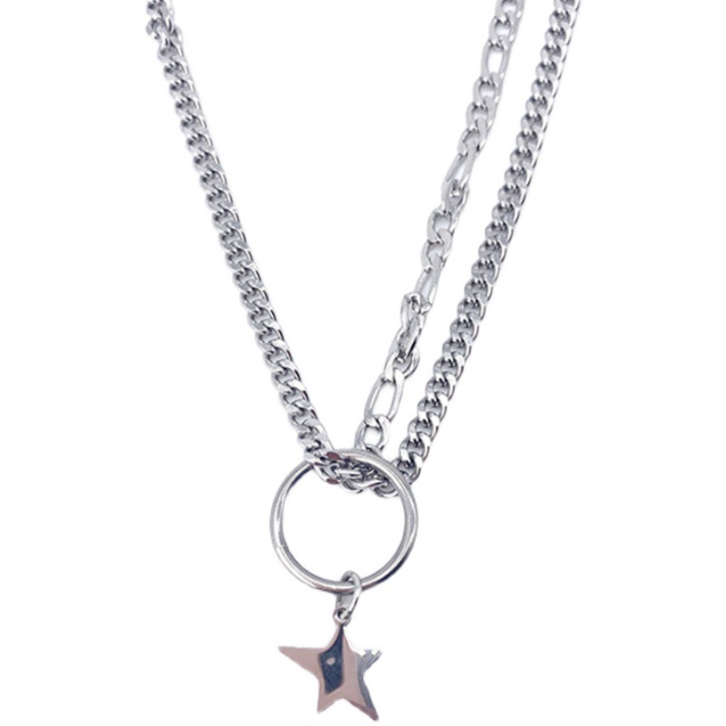 Xianlan067 Yi-Bo Wang And Popular Logo Hip-Hop Joker Titanium Steel Chain Necklace Male Han Edition Niche Fashion And Personality-image-706264041