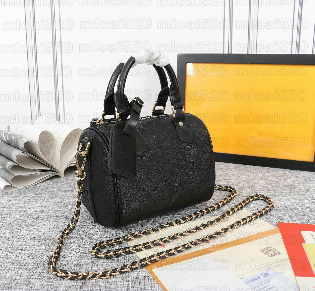

Speedy Chains BB Lambskin Embossed Monograms Pattern Boston Bag Inclined Shoulder Pillow Handbag Designers Crossbody Bags M57111, No bag;for different fees only
