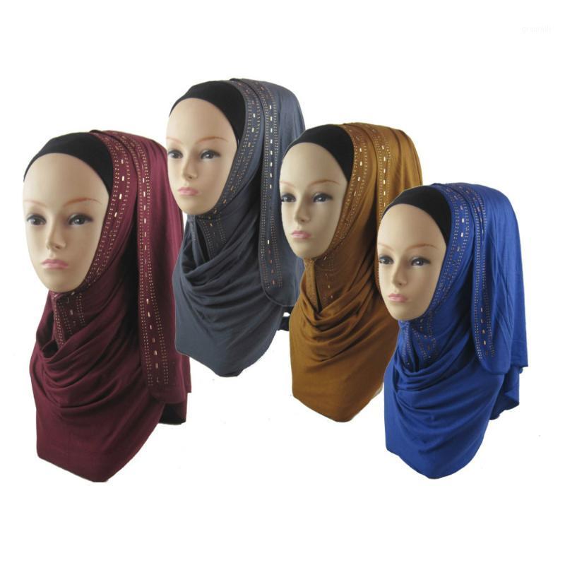 

Scarves Top Selling Muslim Jersey Hijabs For Women 2021 Cotton Islamic & Shawls Fashion Headband 19 Colors Wraps Free Ship, Blue;gray