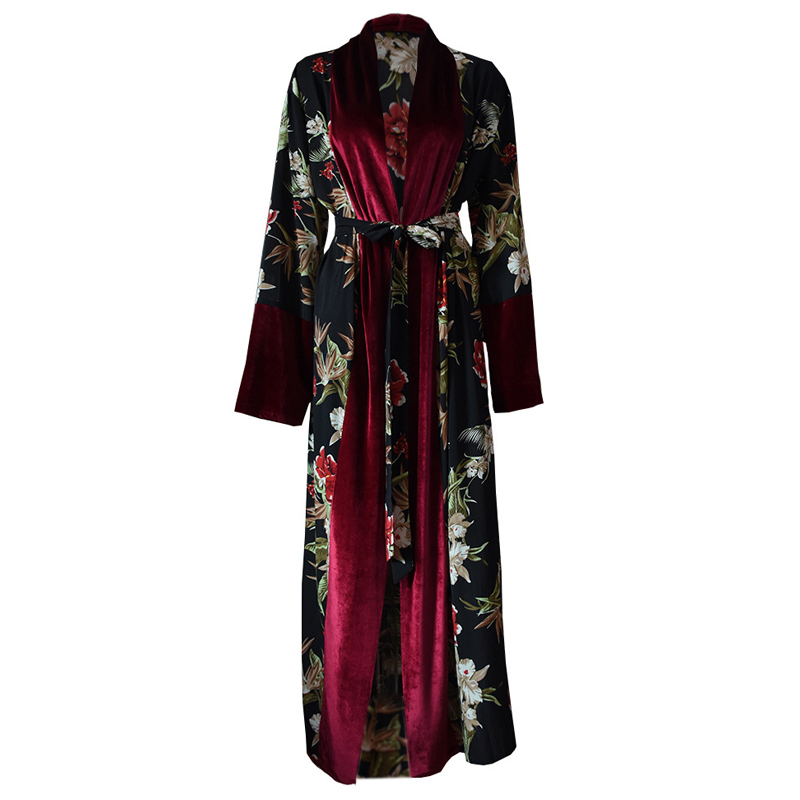 

Plus Size Velvet Abaya Kimono Kaftan Dubai Arabic Islam Abayas For Women Cardigan Muslim Hijab Dress Turkish Islamic Clothing