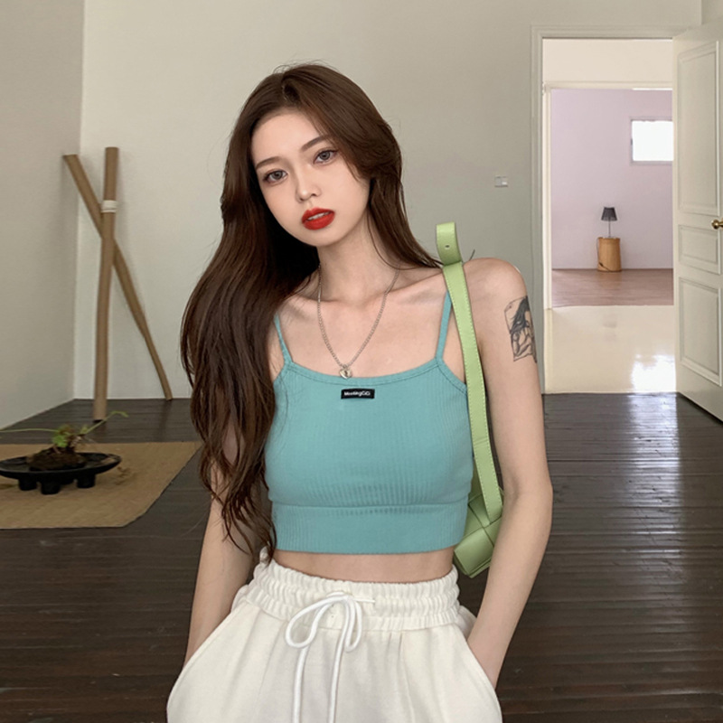 Internet Famous Sexy Hot Girl Camisole Underwear Bottoming Vest Womens Outer Wear Short Slim Fit Sneaky Design Inner Knitted Top-image-720984176