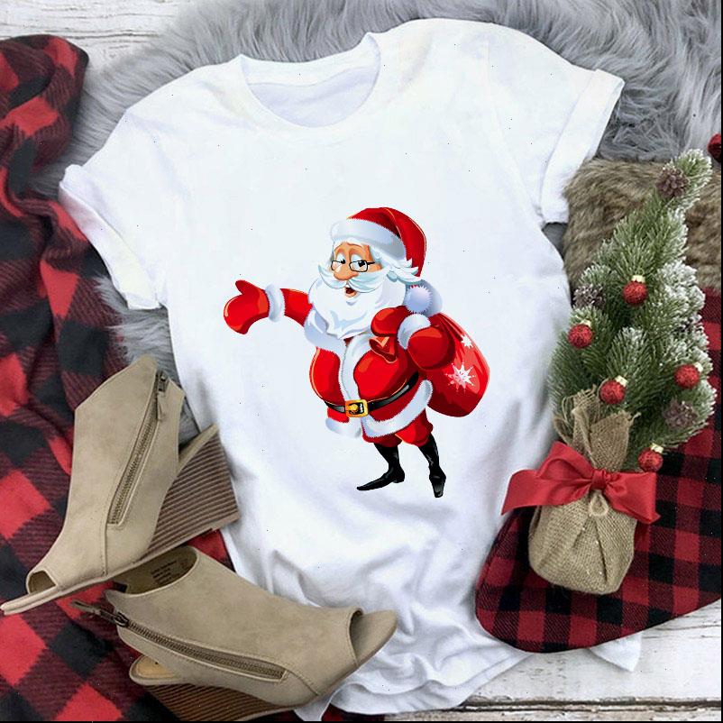 

womens t shirt zoganki kawaii tshirts women christmas funny printing costume female woman harajuku plus size, White