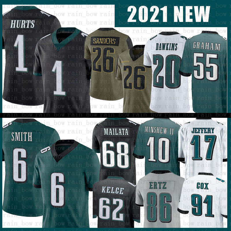

DeVonta Smith Jalen Hurts Football Jersey Miles Sanders Brian Dawkins Alshon Jeffery Jason Kelce Mailata Fletcher Cox Brandon Graham Brian Westbrook Howard, Mens jersey (laoying)