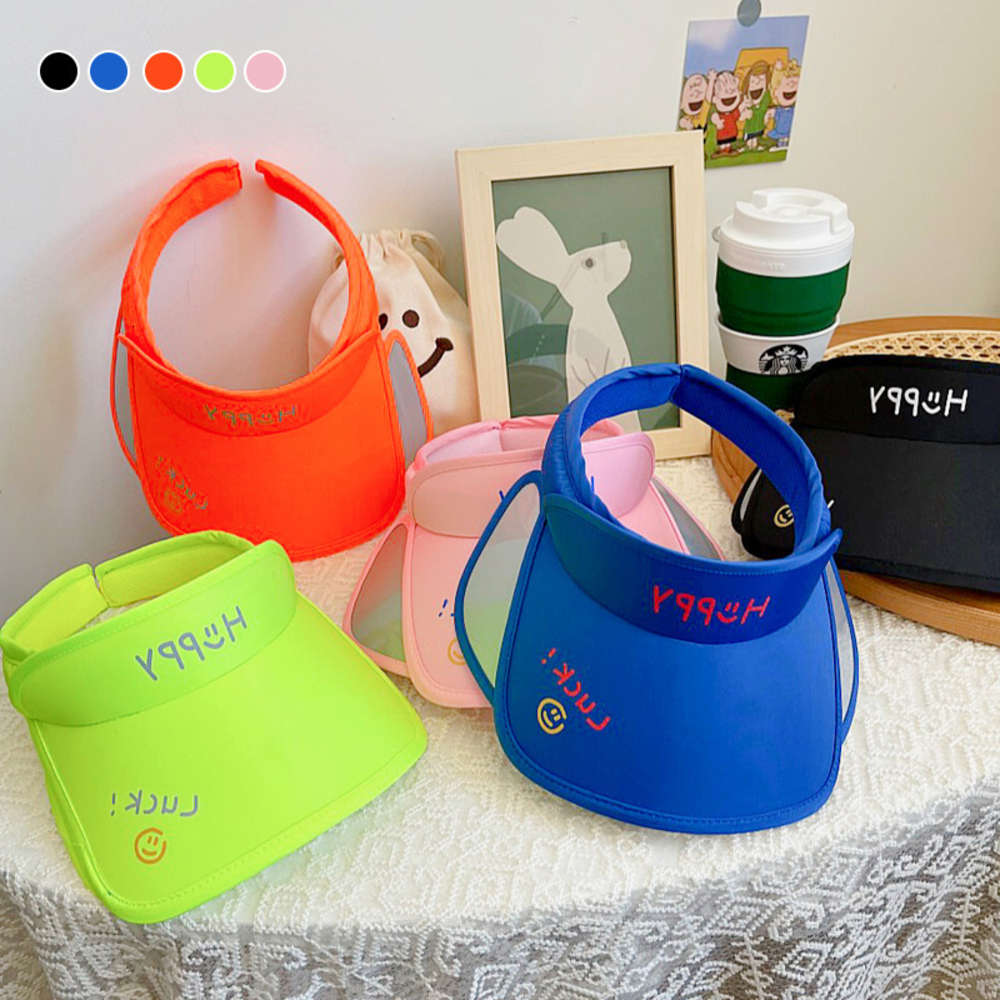

South Korea's same summer children's sunscreen hat, boys can shrink the brim, girls' thin smiling face cap, Blue;gray