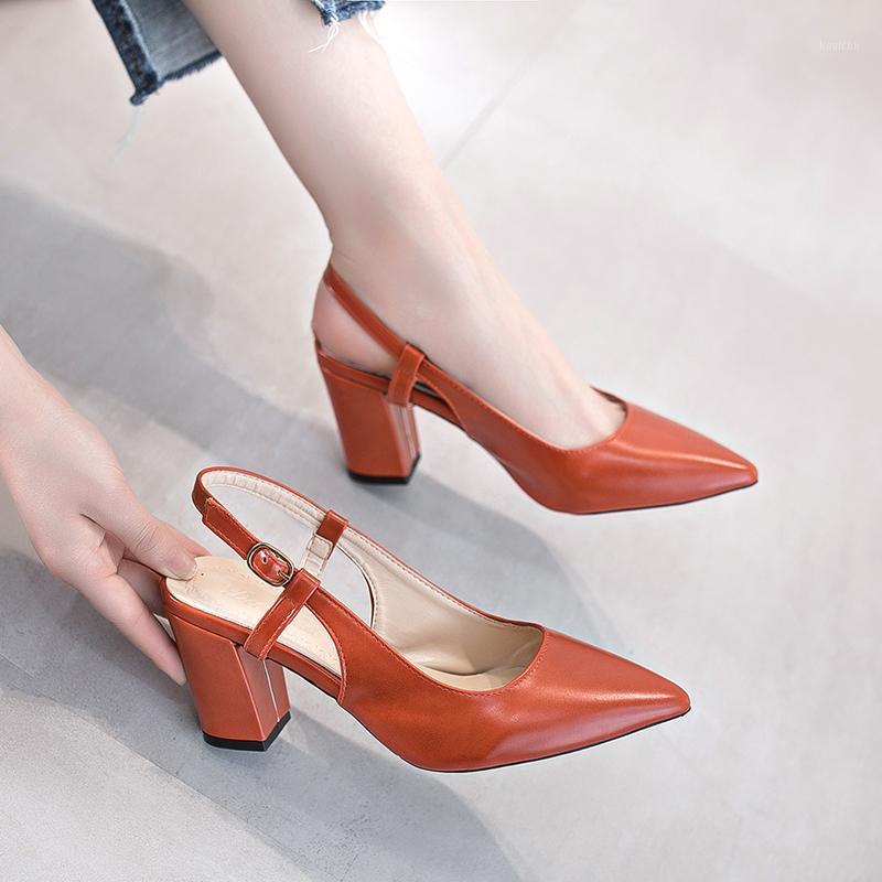 

Spring Women High Heels Outdoor Fashion Shoes Shallow Mouth Leisure Professional Work Buckles Size34-39 Dress, Beige