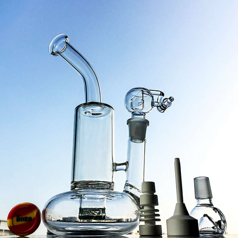 

10 Inch Clear Glass Bong Tornado Perc Hookahs Turbine Disc Water Pipes 18mm Female Joint Oil Dab Rig Bend Tube Beaker With Bowl