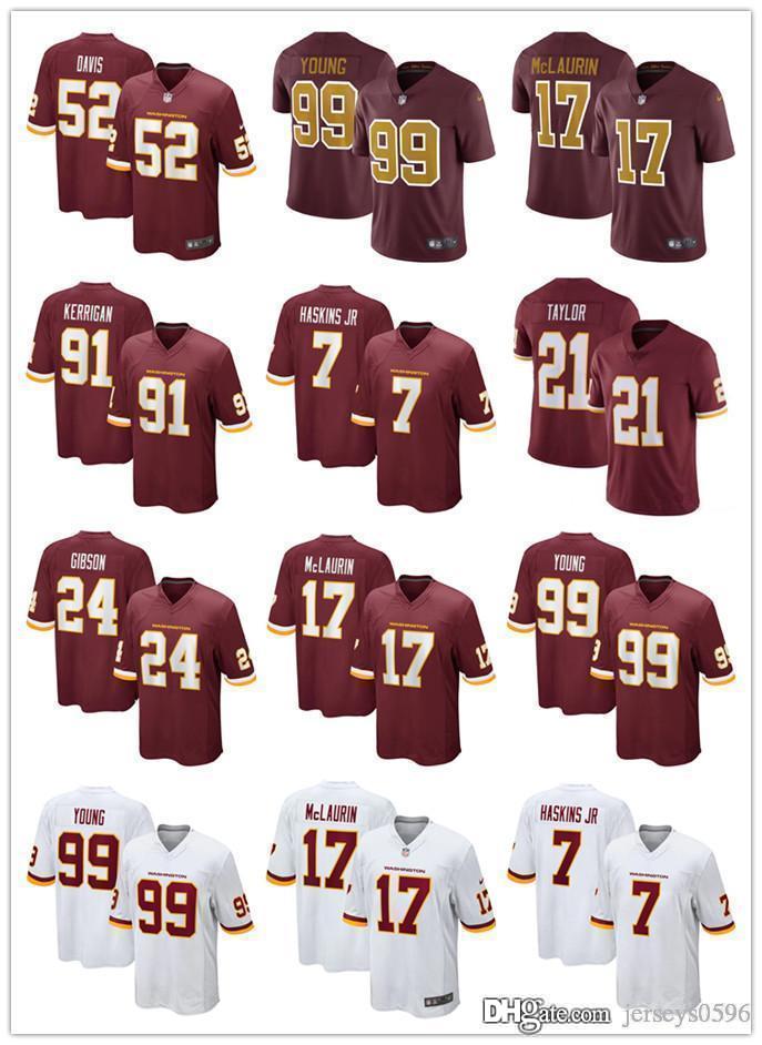 

Mens 52 Jamin Davis 99 Chase Young 17 Terry McLaurin 91 Ryan Kerrigan 21 Sean Taylor Football Jerseys, Black;red