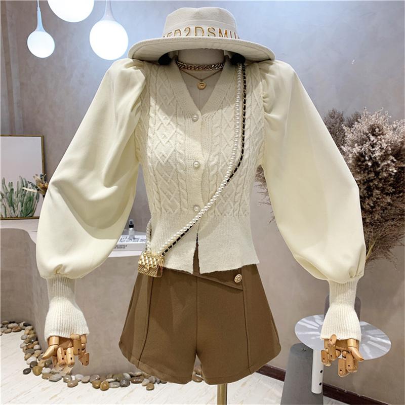 

Women's Knits & Tees Niche Design Clothing 2021 Autumn Retro Top Long Sleeve Short Sweater Knit Cardigan, Green