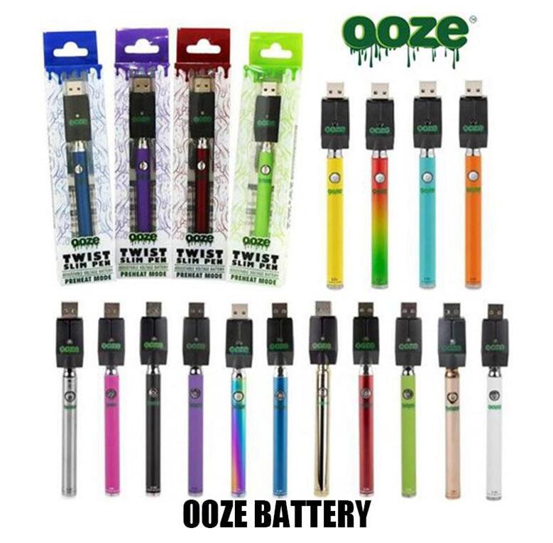 

2021 Ooze Twist Slim 350mah Vape Pen Battery Preheat Function Variable with USB Charger