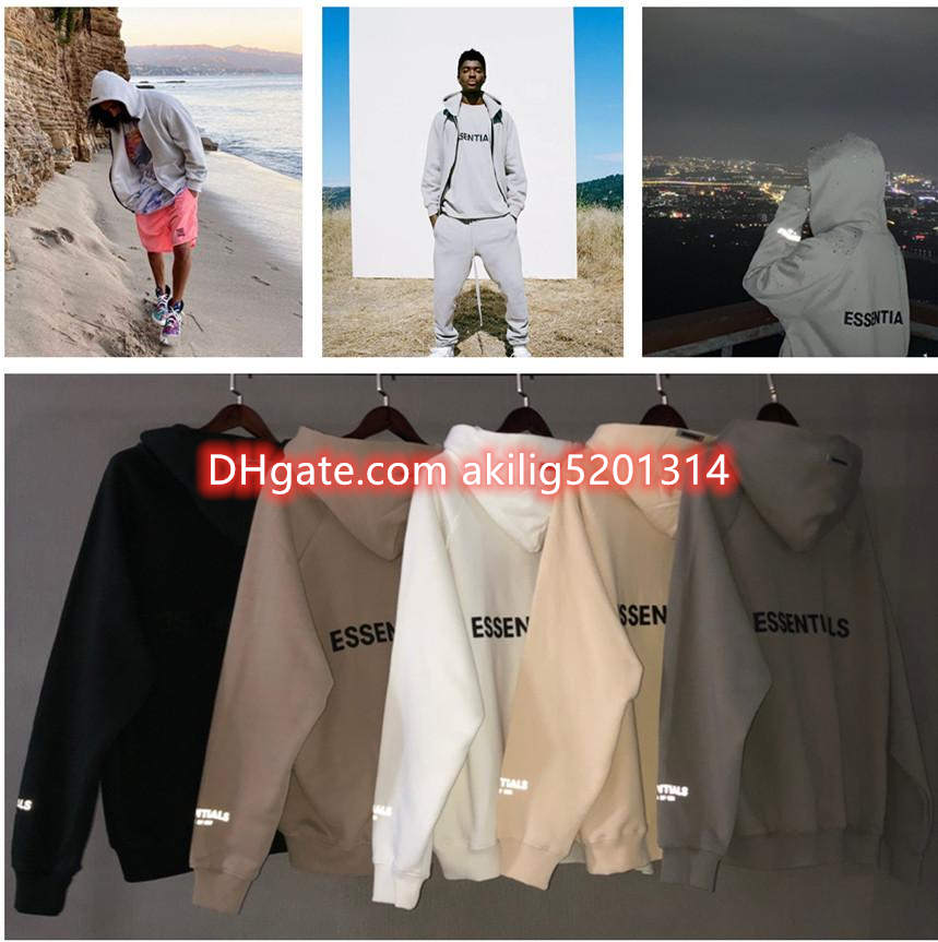 

21ss Official high quality Zipper cardigan Mens and womens hoodies Leisure fashion trends fear of god fog essentials men women designer champion M-3XL, Black