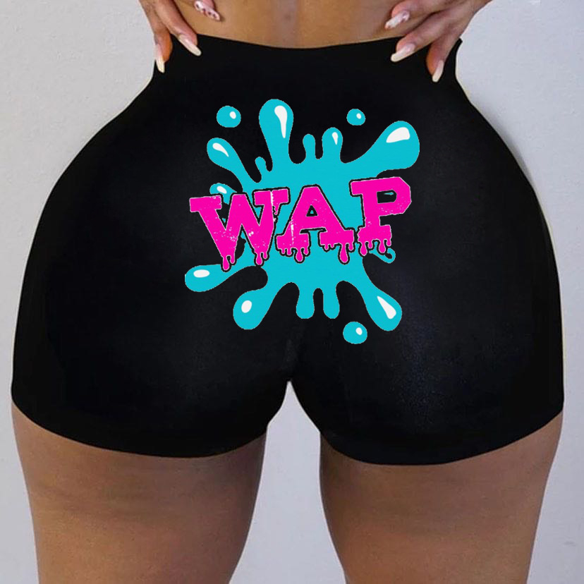 

Sexy Cute Graphic Sweat Shorts for Woman Plus Size Spandex High Waisted Booty Shorts Casual Swearpants N90-AE15, Black;white