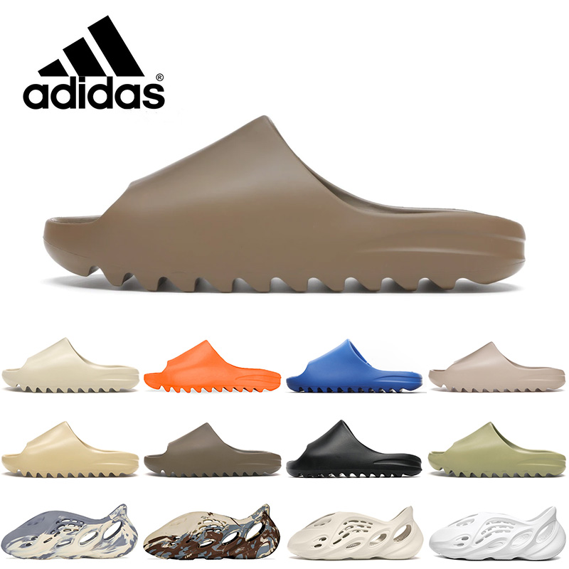 

2021 Arrival Slippers Adids Yeezy Slides Earth Brown Desert Sand Mens Womens KID Kanye West Yeezys Foam Runner Sandals Flip Flop, Black