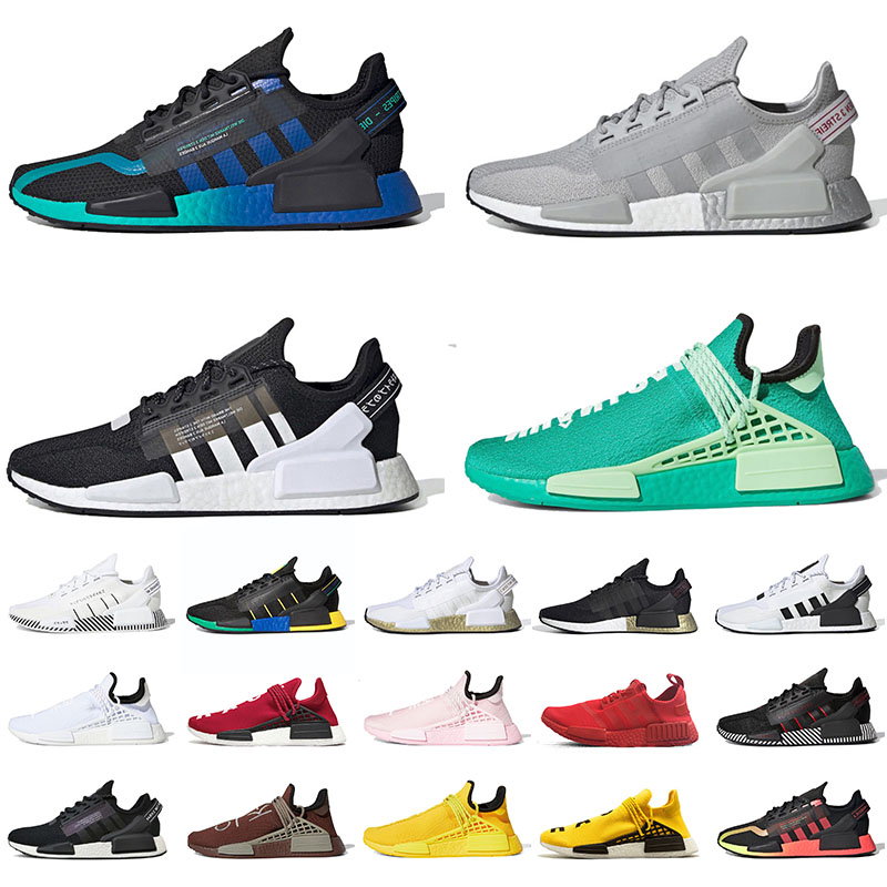 

Authentic Running Classic shoes Pharrell Williams x NMD Sports Sneakers for Men Women Hu Bright Yellow Aqua Tones Bee Dazzle Camo Japan White Outdoor R1 V2 Human Race, 19 36-45