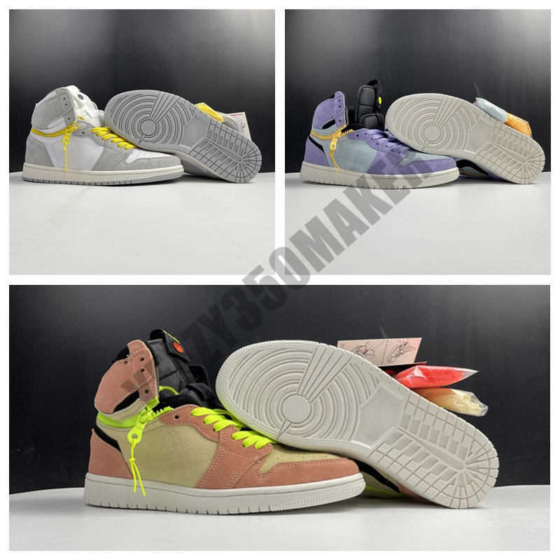 

2021 High Switch Basketball Shoes zipper Purple Pulse 1 1s OG Light Smoke Grey Peach and Neon Mens Basketball-Shoes Black Pale CW6576-100