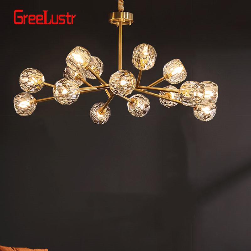 

Nordic Crystal Ball Led Ceiling Chandelier Light Branch Design Copper Lustres Hang Lamp Indoor Decor Lighting Fixtures Lights