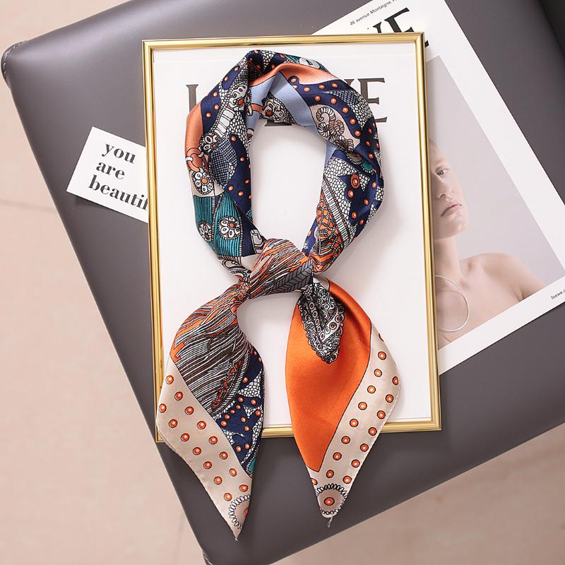 

Scarves Fashion Silk Satin Hijab Scarf For Women Bandana Head Cute Hair Scarfs Ladies 70cm Small Shawls Elegant Bag Female