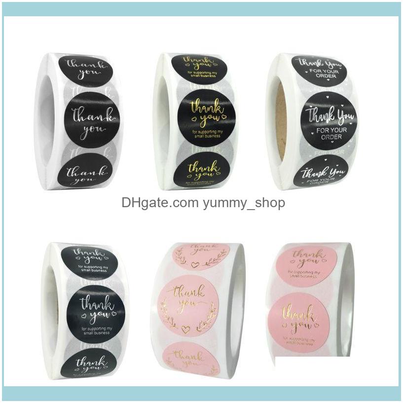 

DÃ©cor Fridge Magnets Home & Garden 500Pcs Thank You Sticker Gold Sier Foil Seal Label For Small Shop Wedding Gift Drop Delivery 2021 Zsxfh