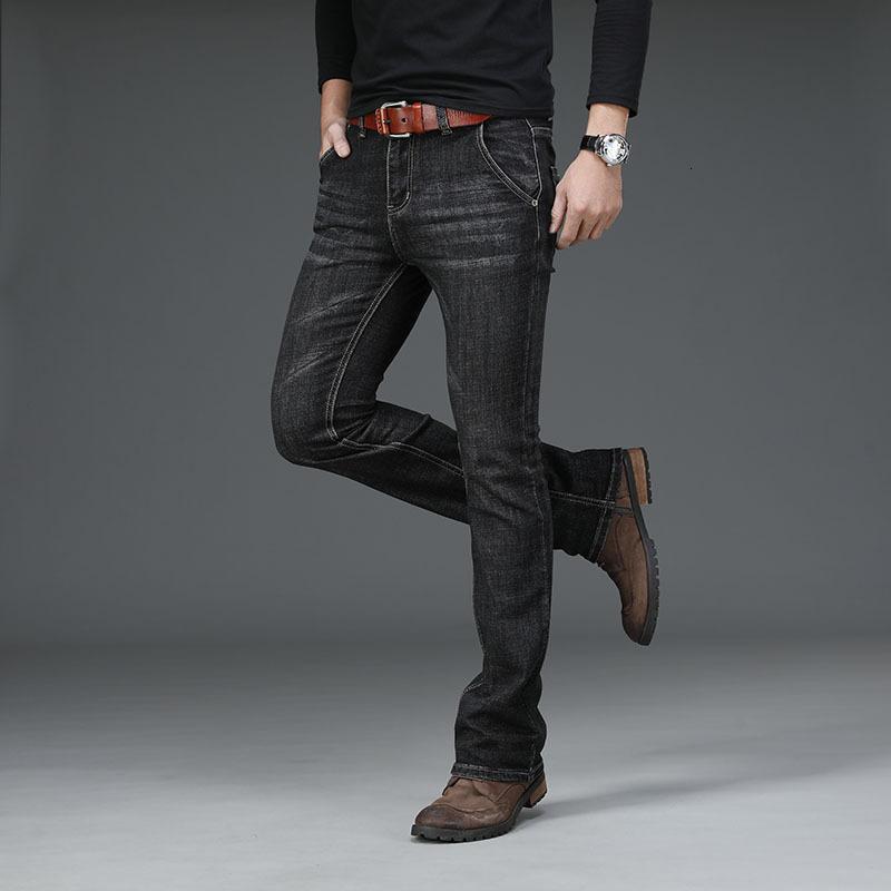 

Jeans Men's flared trousers loose style designer classic black stretch